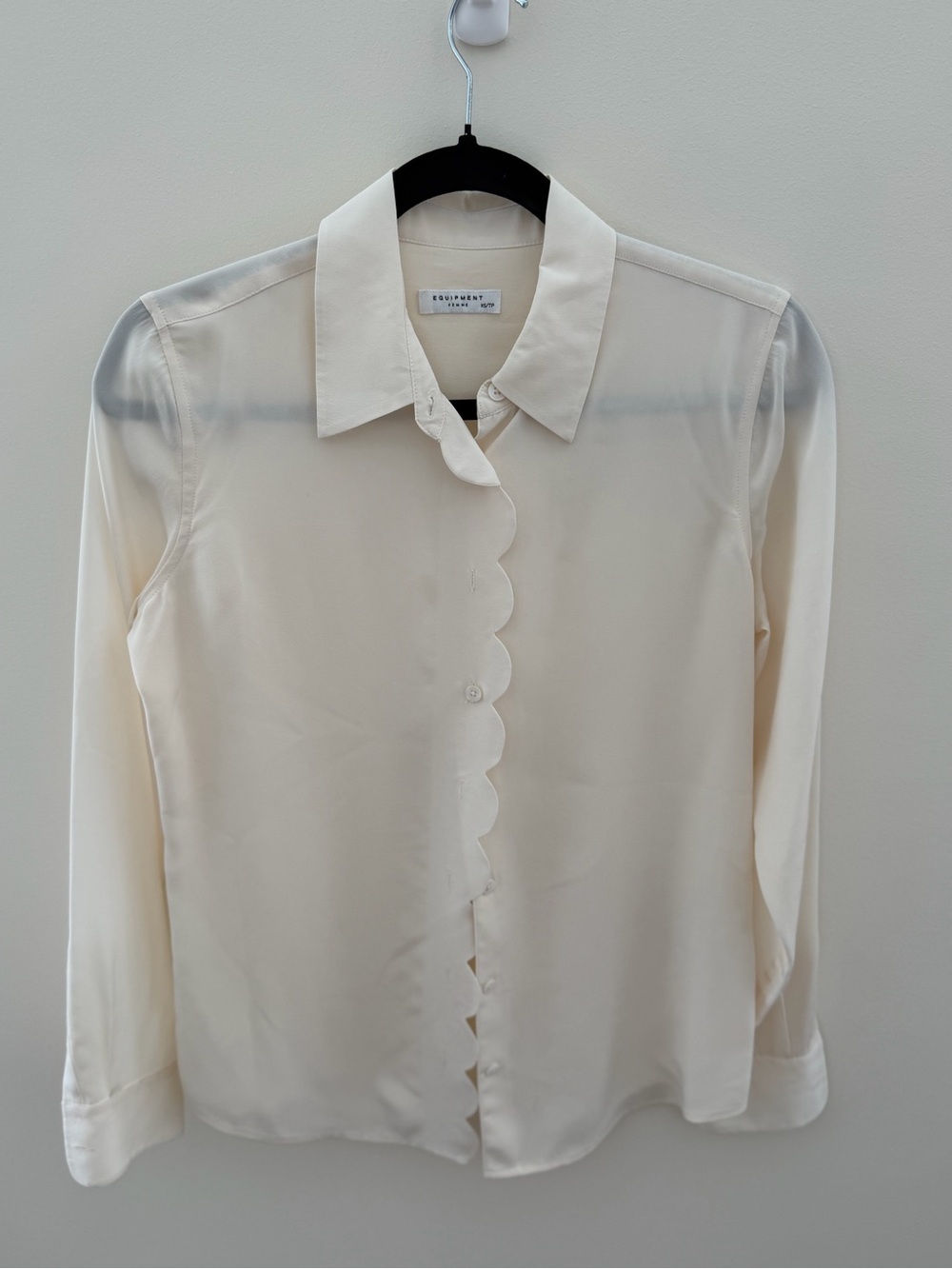 Equipment Ivory Scalloped Silk Button-Up Blouse